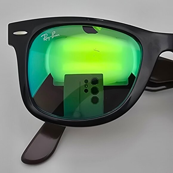 *SOLD* Ray-Ban RB2140 1175/19 Wayfarer Black Green Frame Green Lens Sunglasses - Picture 14 of 16